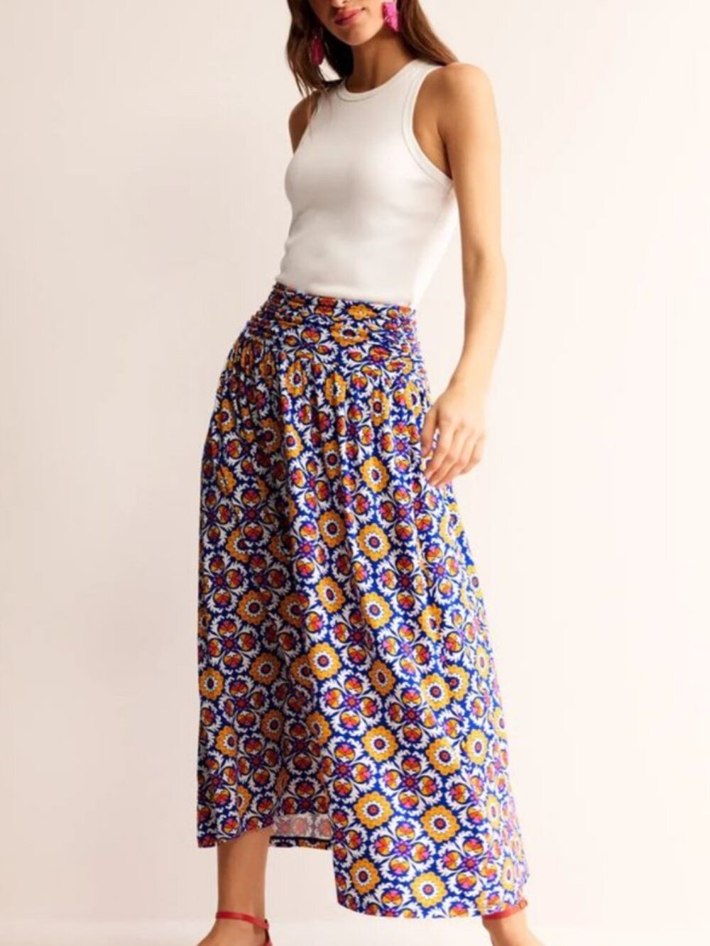 Boden Rosaline Jersey Skirt in Boho Mosaic Bloom